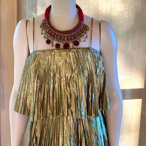 JCrew Women Pleated Gold Dress Size 4